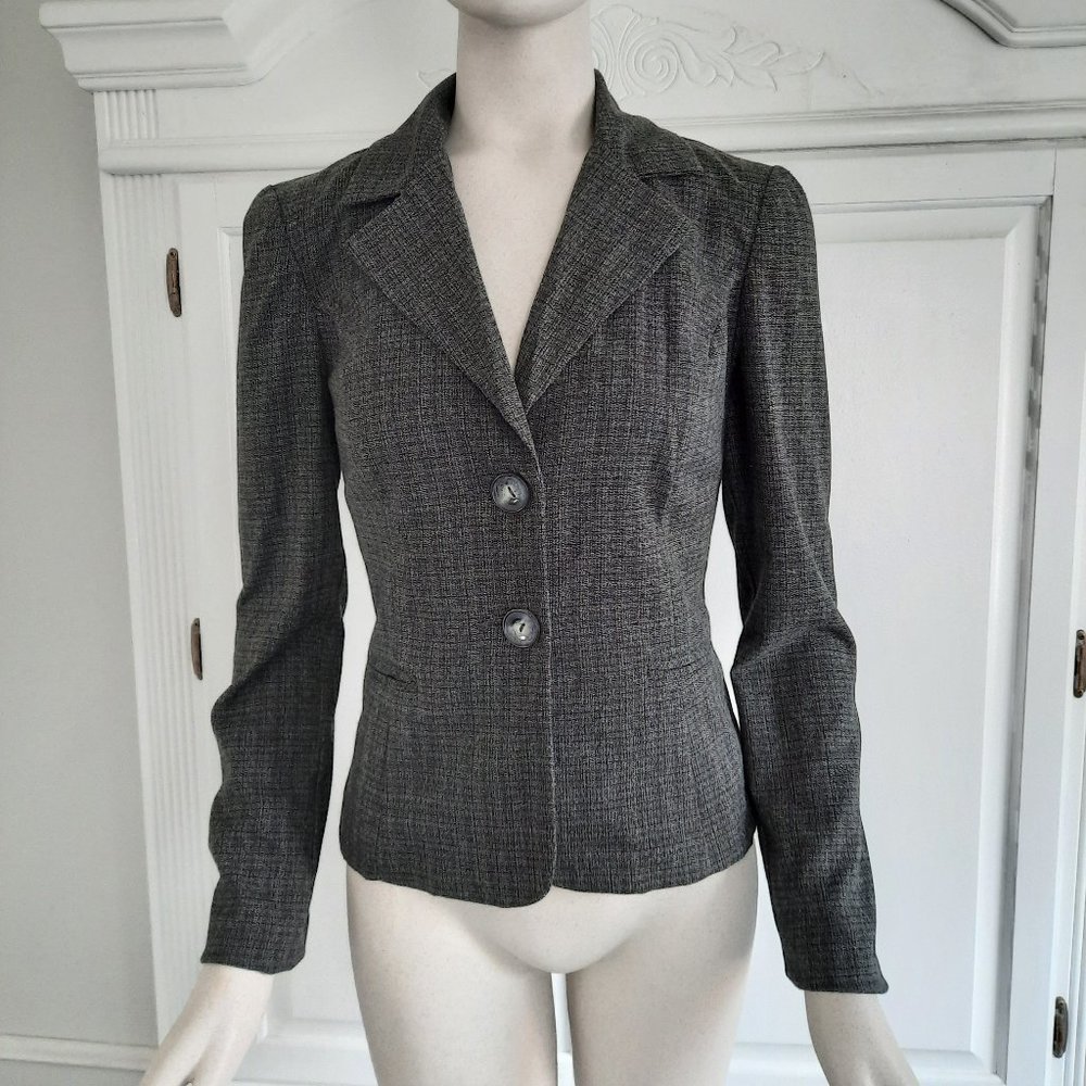 BCX vintage style blazer, gray plaid, two button, size small
